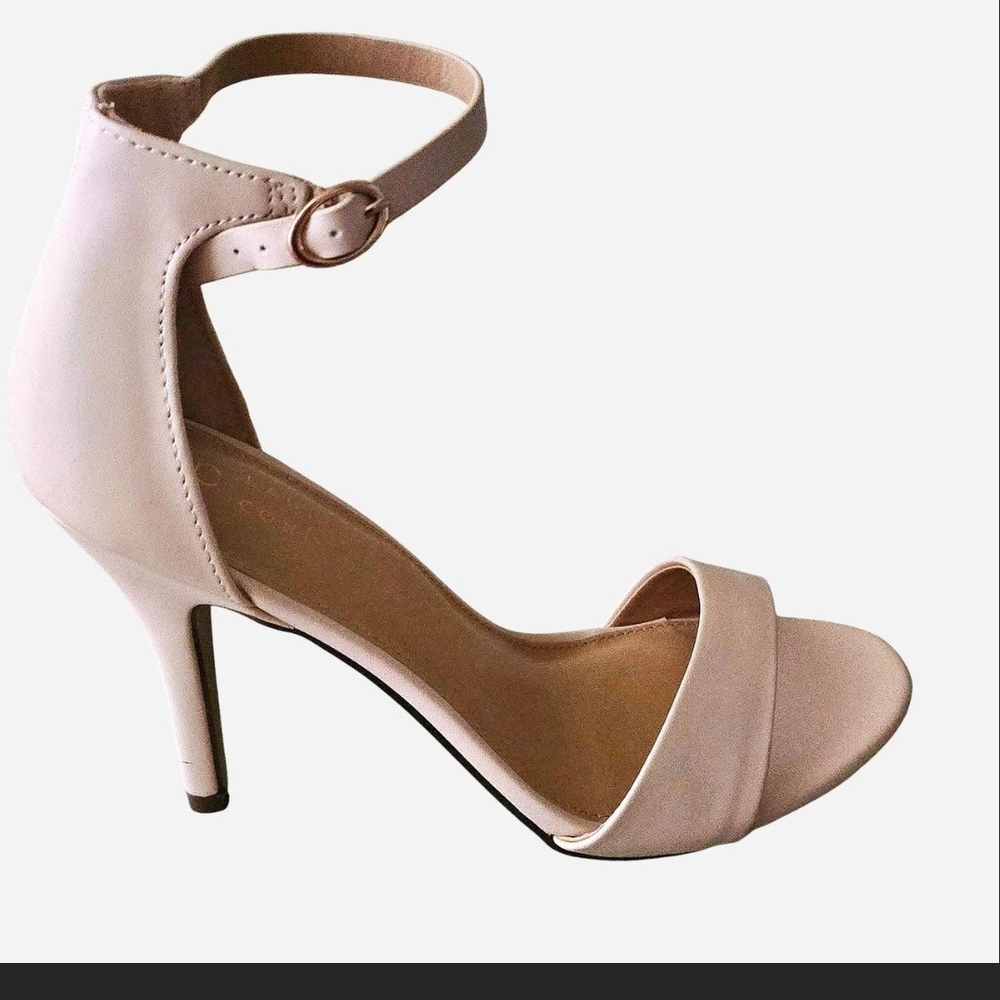 LC Lauren Conrad Cream Ankle Strap Heels